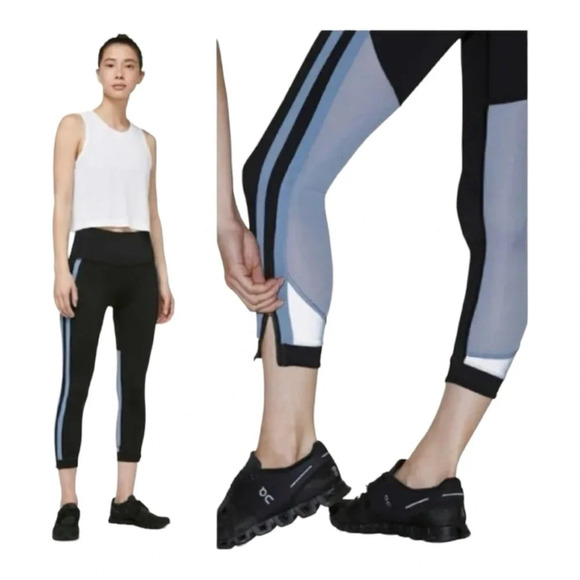 Lululemon Zip The Line Crop 23” Black / Utility Blue - Picture 10 of 10